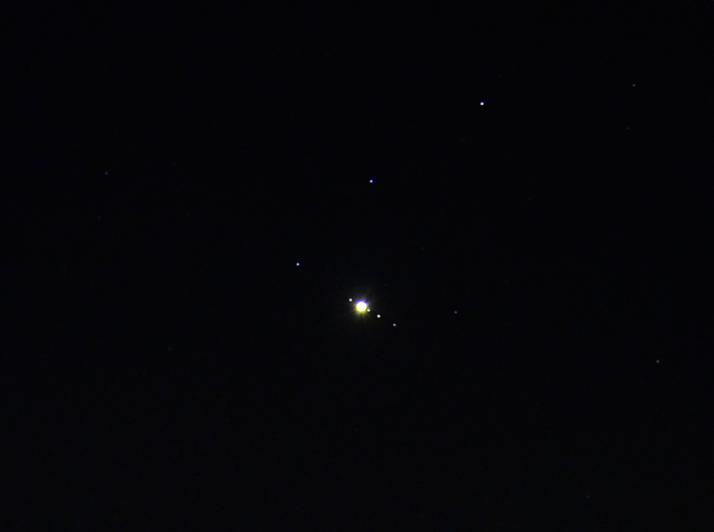 Close up of Jupiter and its moons