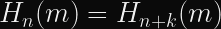 H_{n}(m) = H_{n + k}(m)