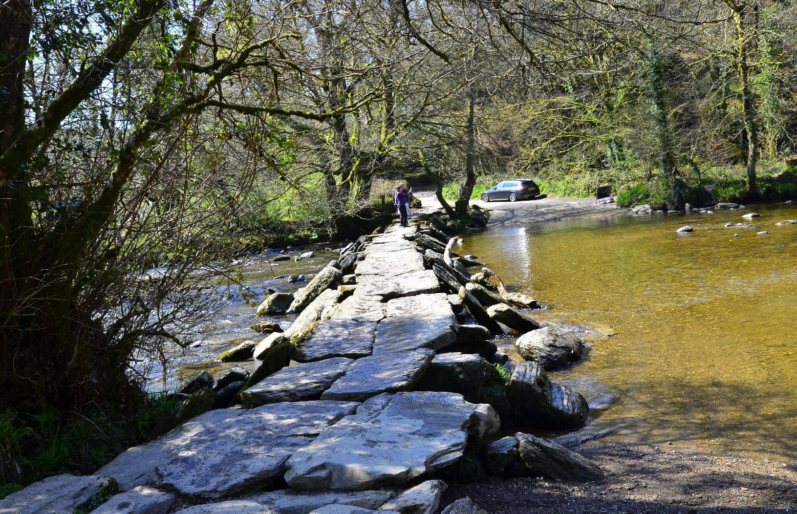 Looking along the Tarr Steps from the north bank