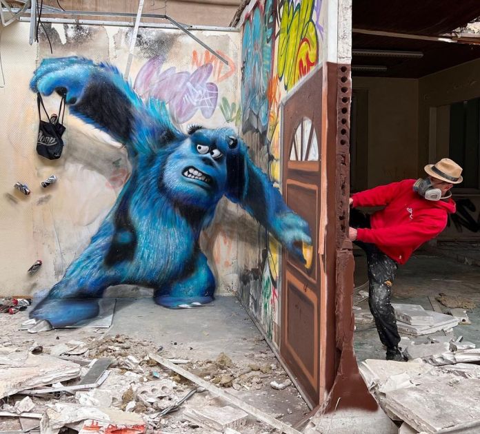 3D painting of James P. Sullivan blue monster by SCAF
