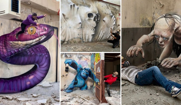 3D Post Graffiti Collage of works by SCAF