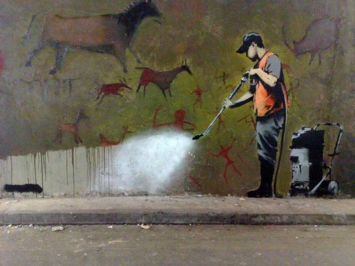 Banksy Cave Painting cleaning