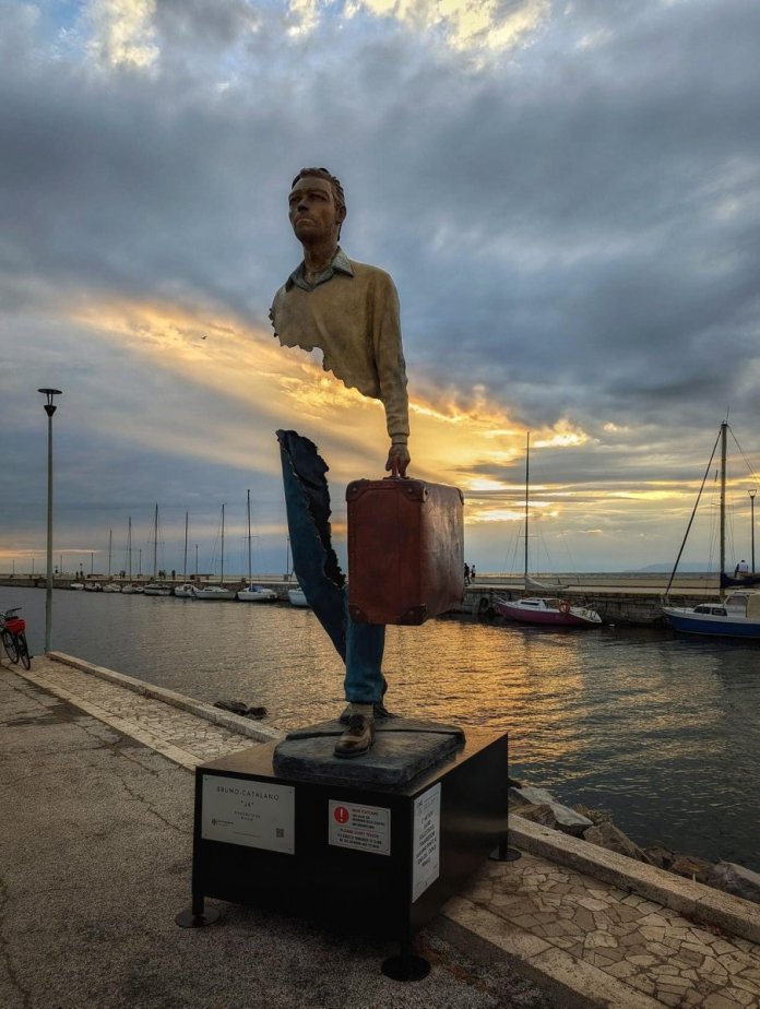 Sculptures by Bruno Catalano from his The Travelers serie.