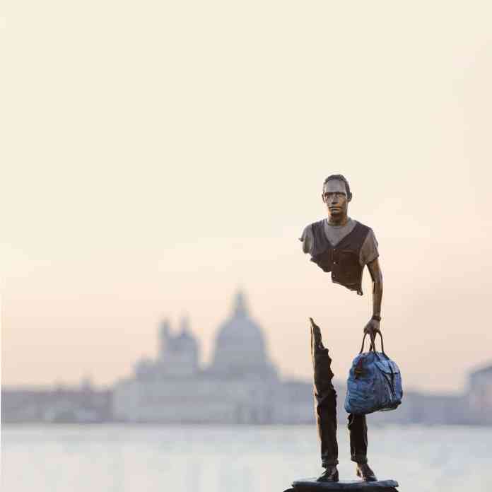 Sculptures by Bruno Catalano from his The Travelers serie.