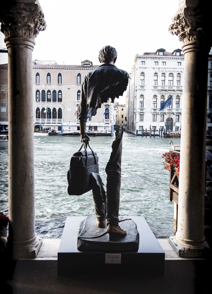 Sculptures by Bruno Catalano from his The Travelers serie.