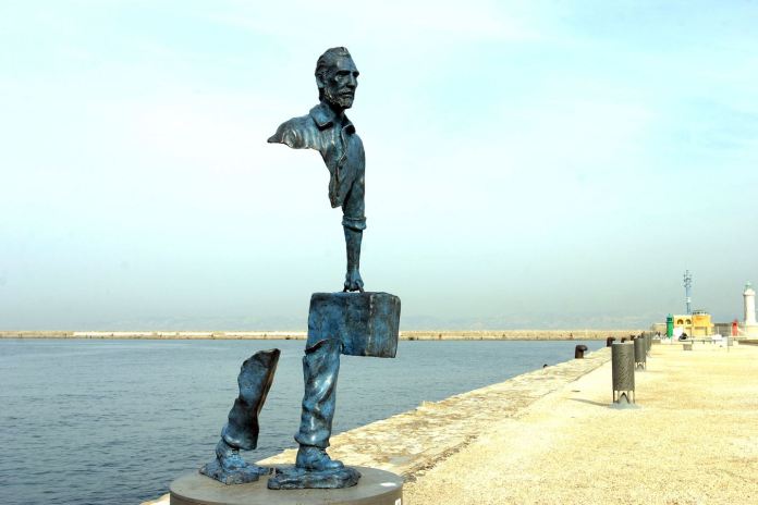 Sculptures by Bruno Catalano from his The Travelers serie.