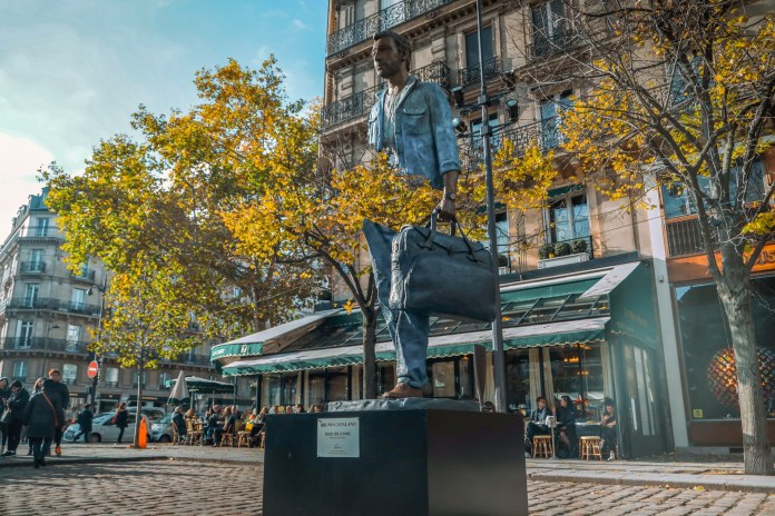 Sculptures by Bruno Catalano from his The Travelers serie.