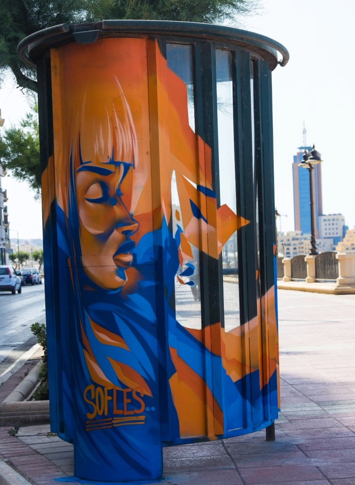 By Sofles at the Sliema Street Art Festival. Photo by Asperholm Productions in Sliema, Malta