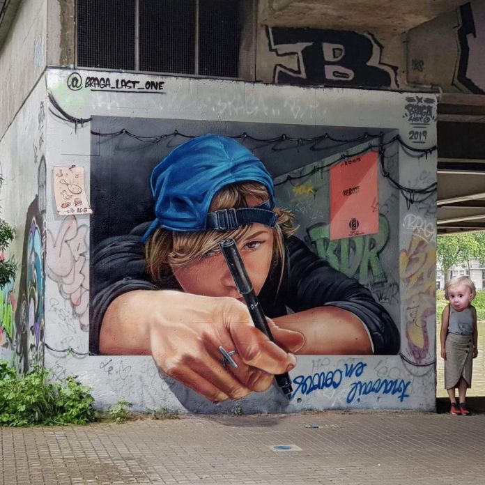 3d street art graffiti by Braga last1 in Nantes, France