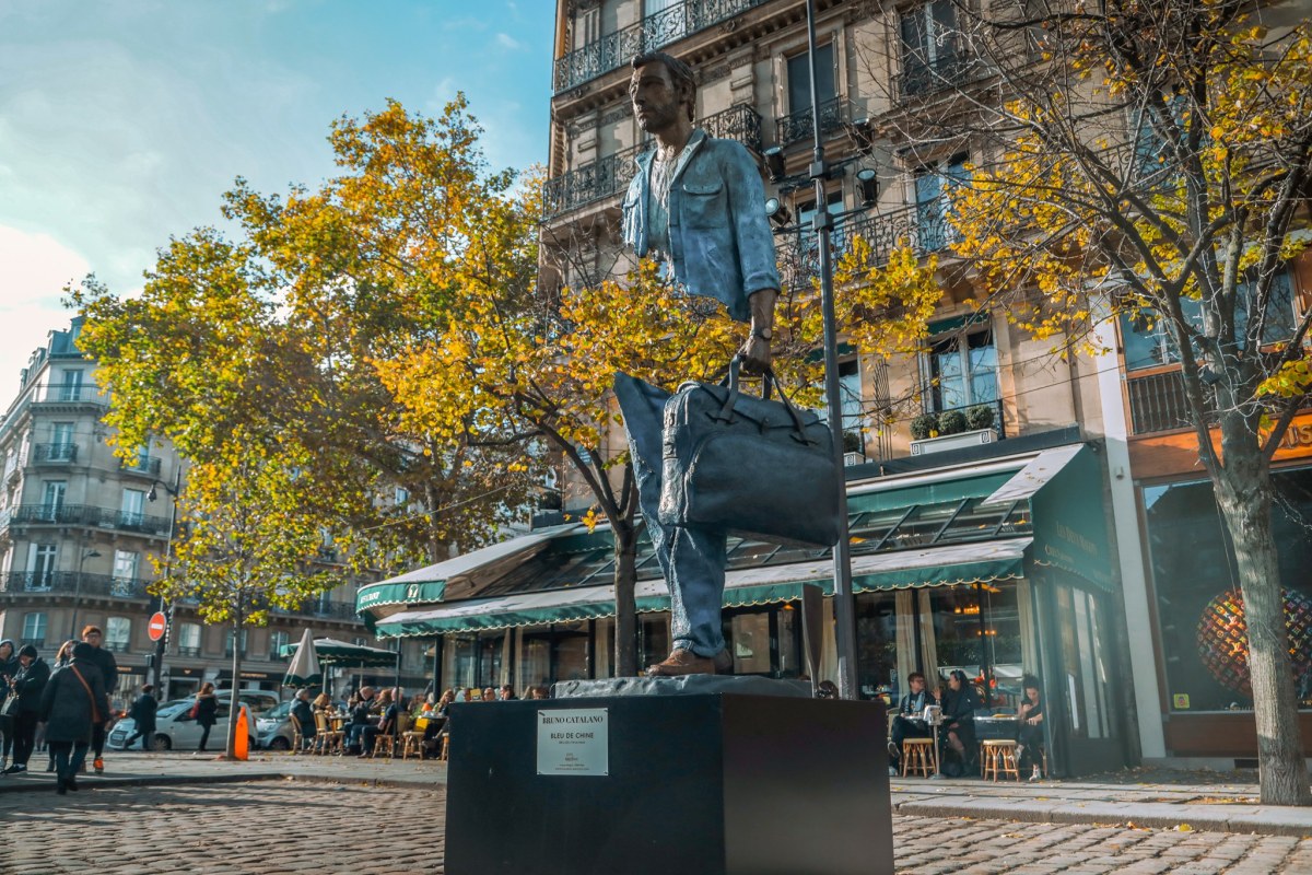Sculptures by Bruno Catalano from his The Travelers serie.