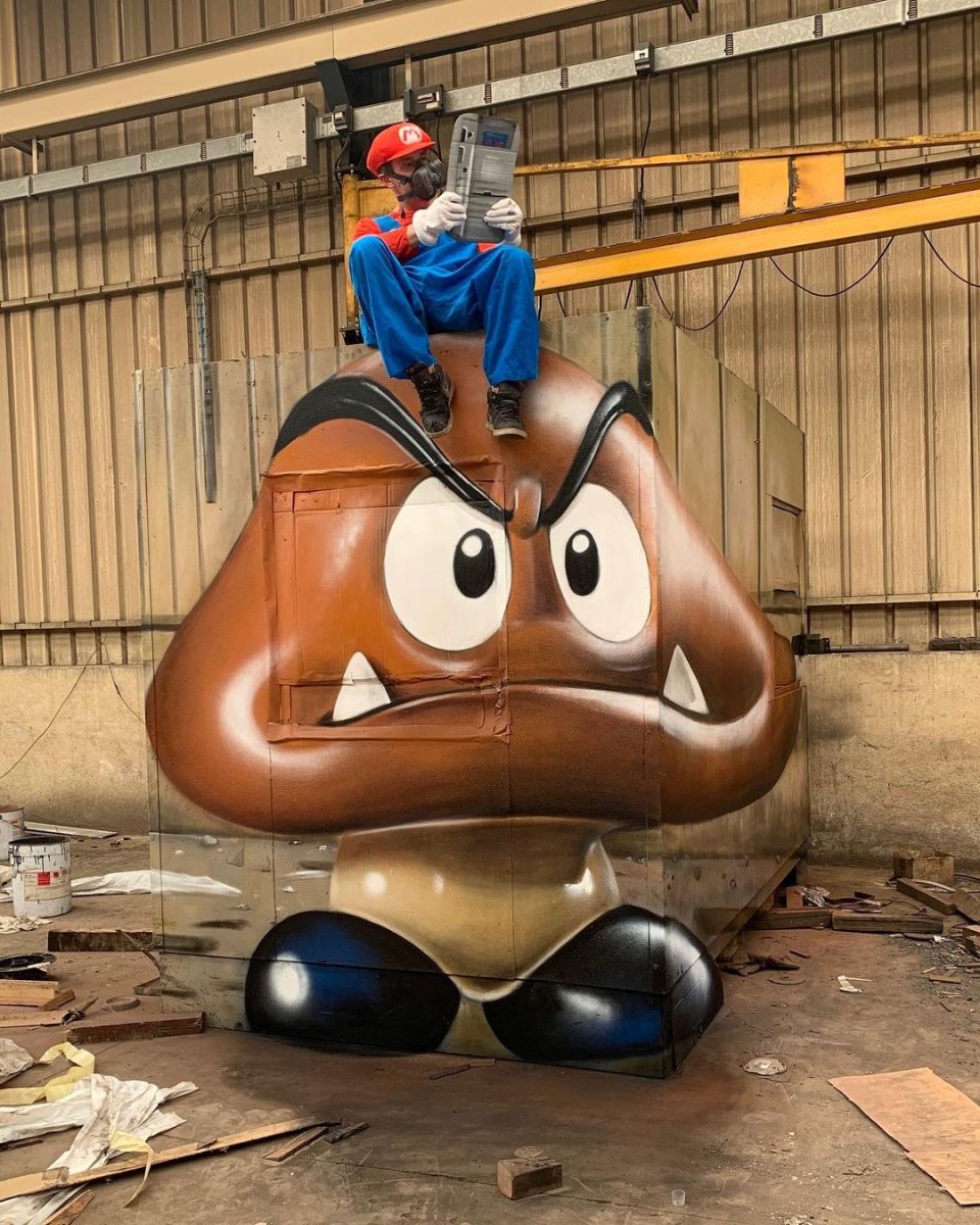 3D Goomba street art by SCAF