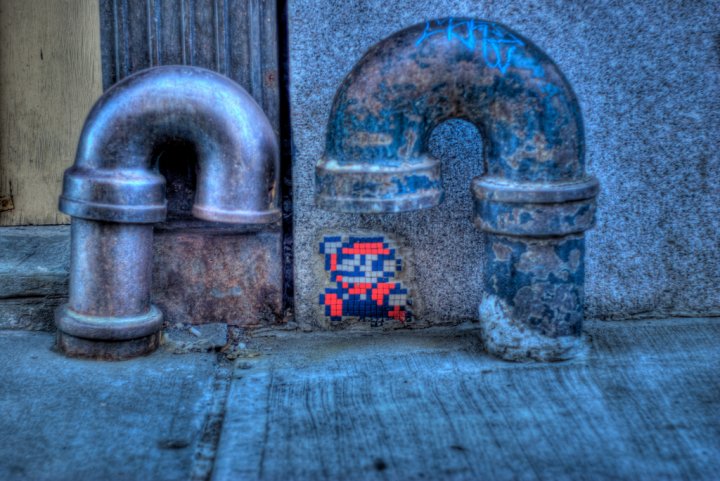Running Mario mural