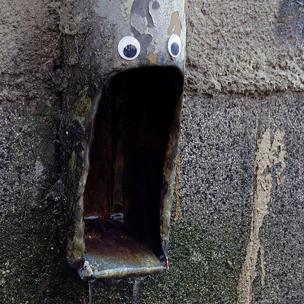 Rusty pipe looking shocked