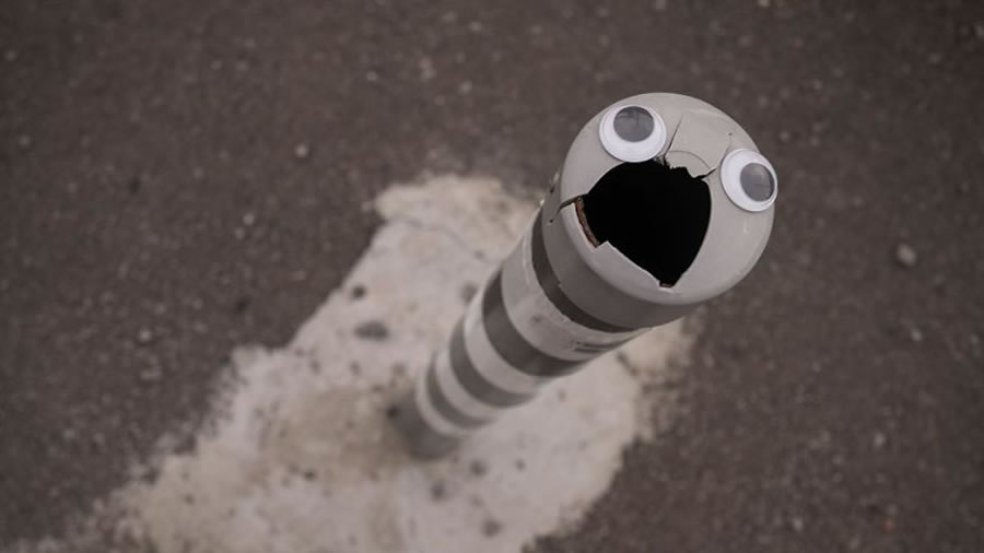 Broken bollard looking like it's screaming