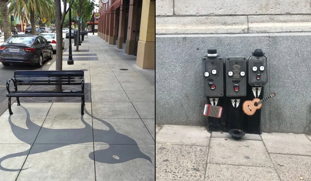 Adorable painted artwork on an urban wall