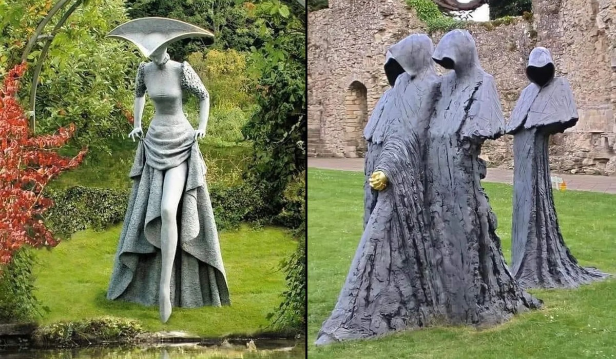 A breathtaking collage of public sculptures The Glass Slipper and Cloister Conspiracy by Philip Jackson in the UK and USA. This stunning 3D illusion in physical form captures the imagination just like the best street art, vibrant murals, and bold graffiti in the world!