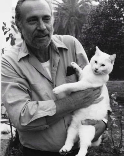 Charles Bukowski mit Katze