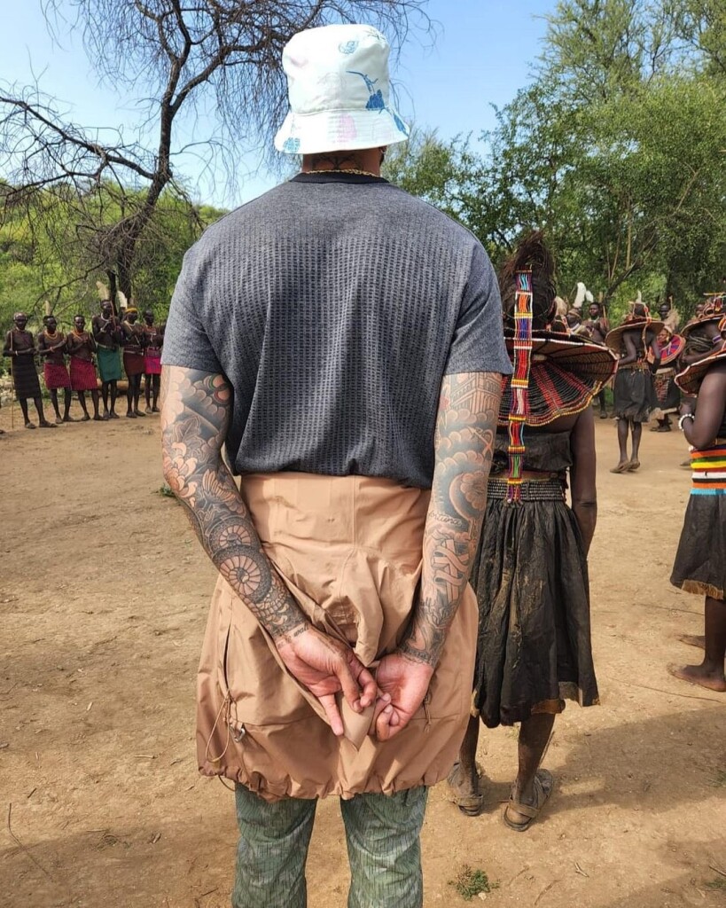 Lewis Hamilton with Turkana people 