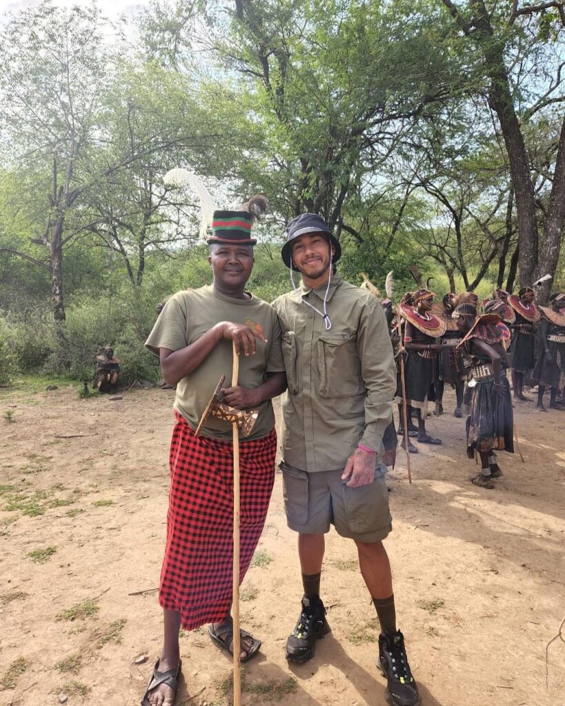 Lewis Hamilton with Turkana people 