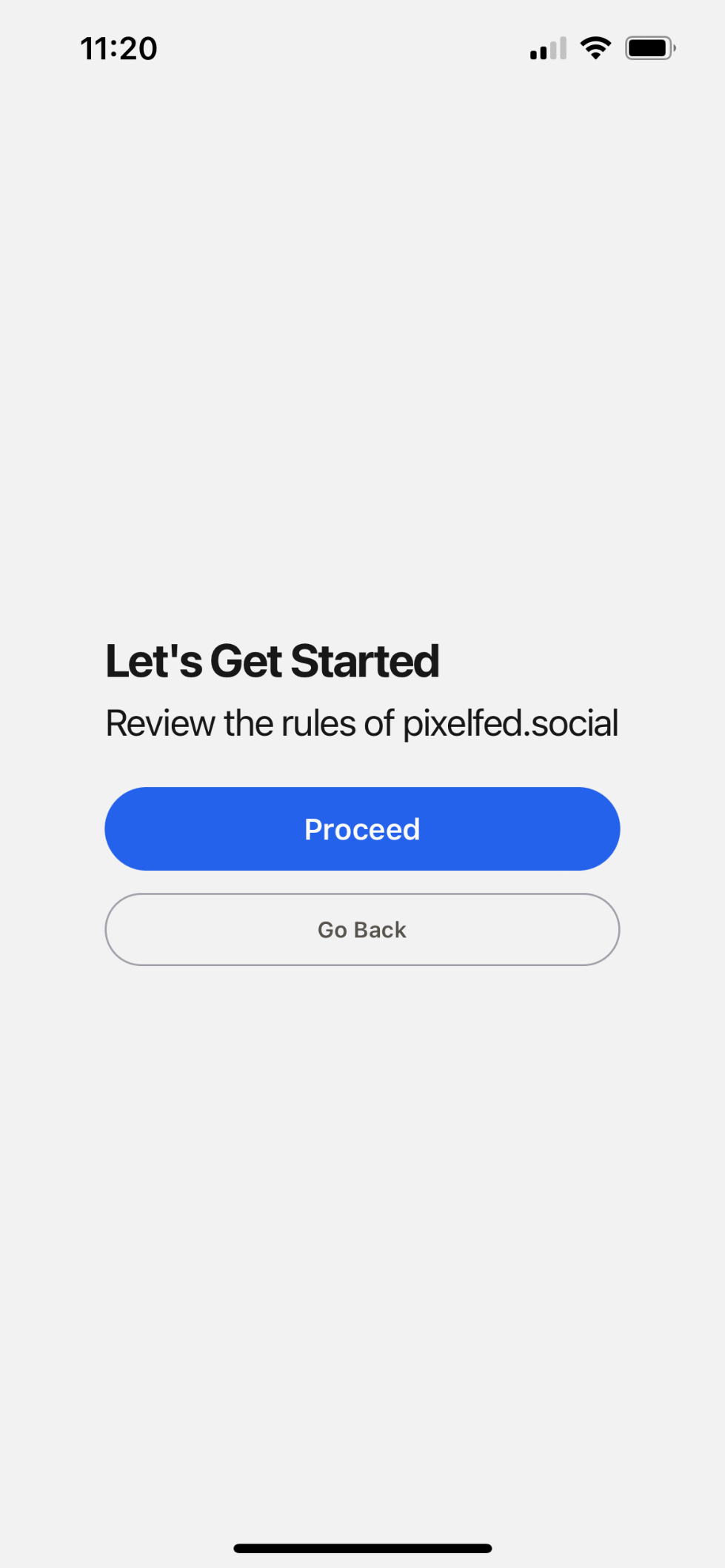 Pixelfed official app registration process