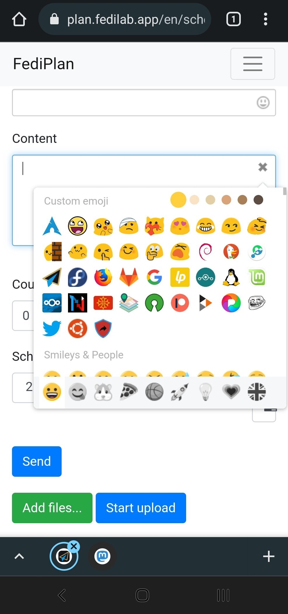 "Emoji picker will also embedded custom emojis from your instance. "