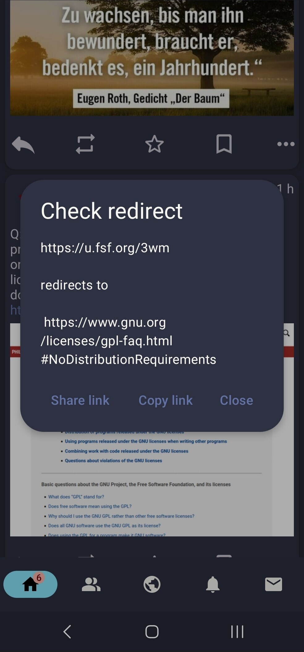 We checked if the link redirects and the app displayed the redirect URL.