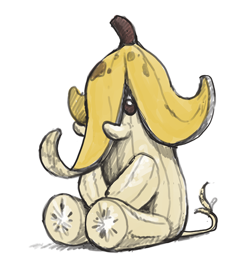 Silly sketch of an elephant crossed with a banana.