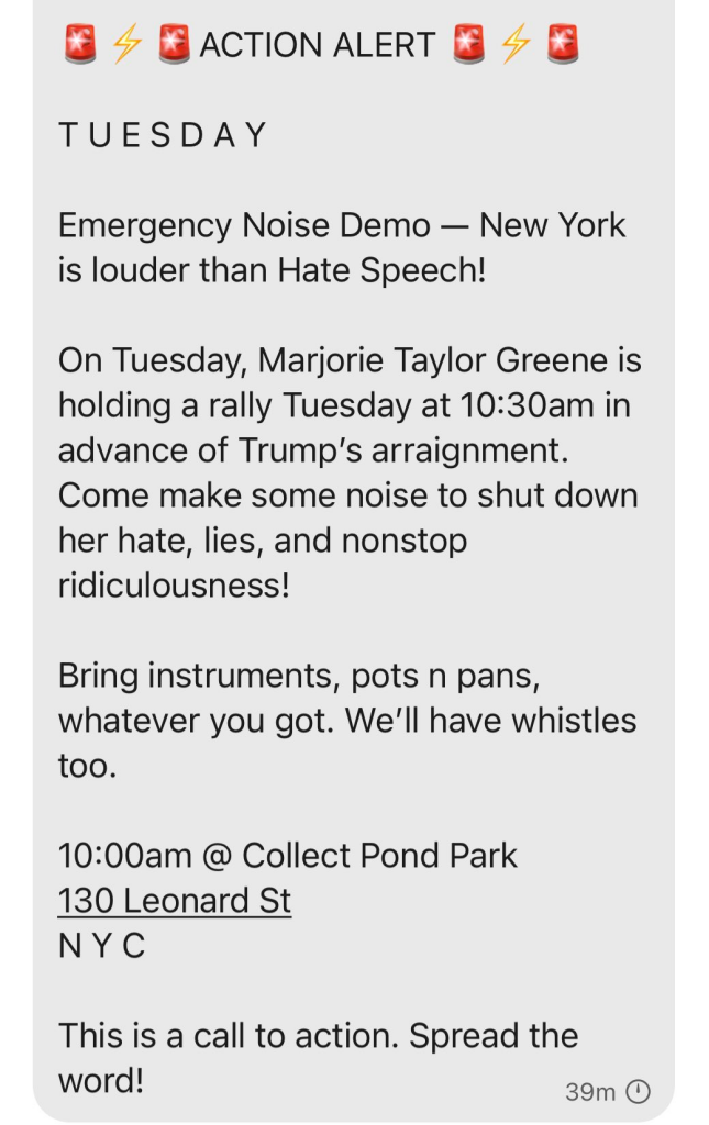 Emergency Noise Demo - New York is louder than Hate Speech!
10 AM @ Collect Pond Park, 130 Leonard St. 