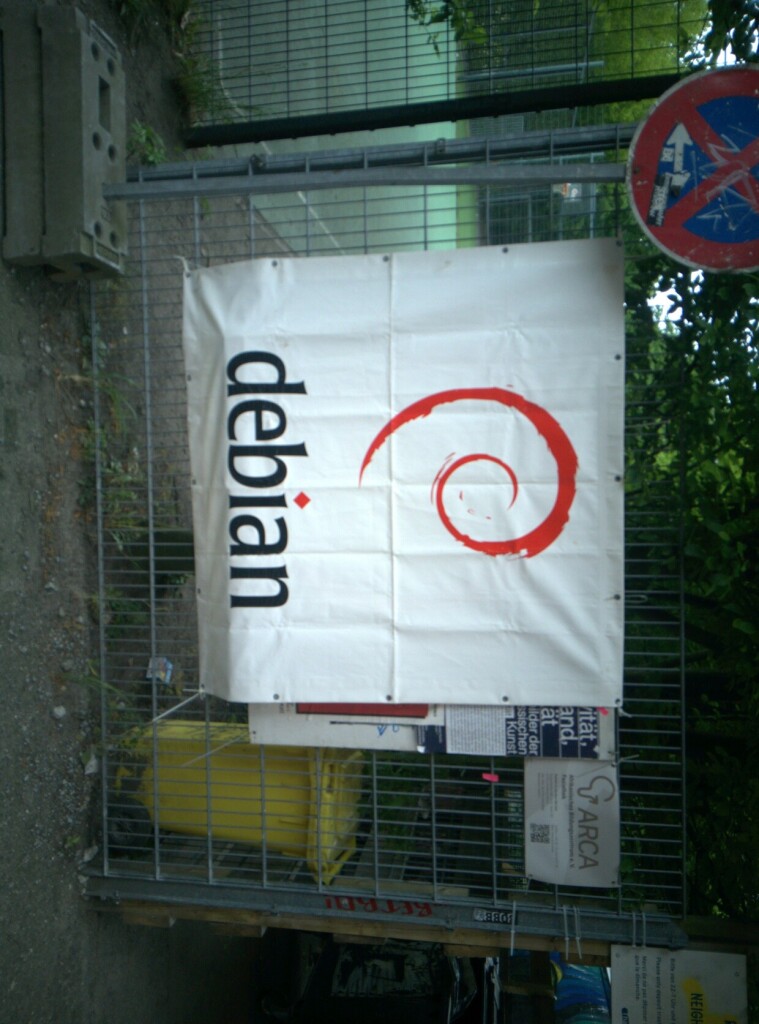 Debian banner at the venue in Hamburg