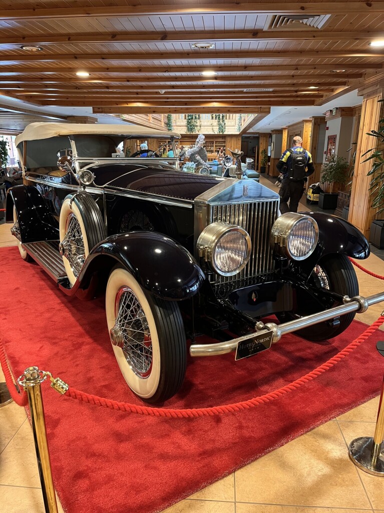 Classic Rolls Royce in the lobby of Hotel Nordic, Andorra. 