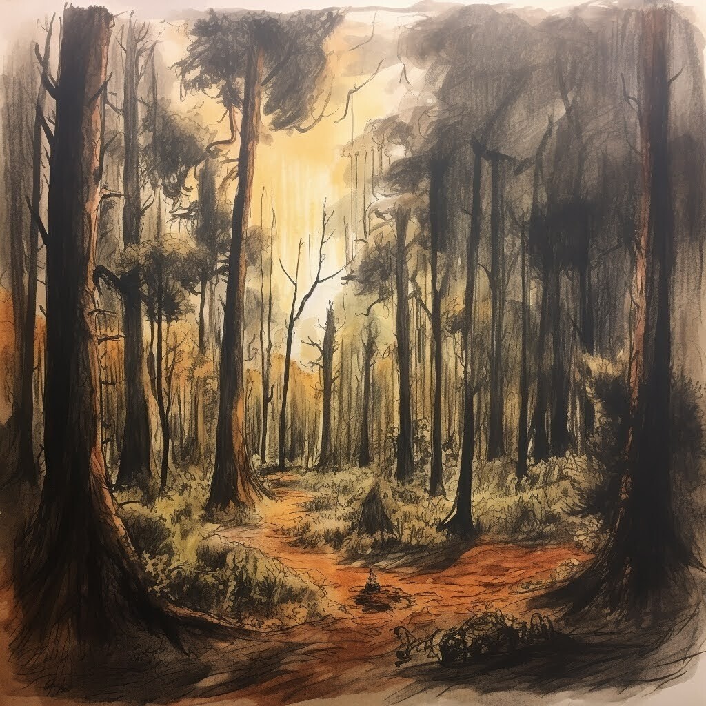 An unfinished sketch of a forest path...