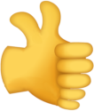 An emoji thumbs up with an extra thumb and pinky finger.