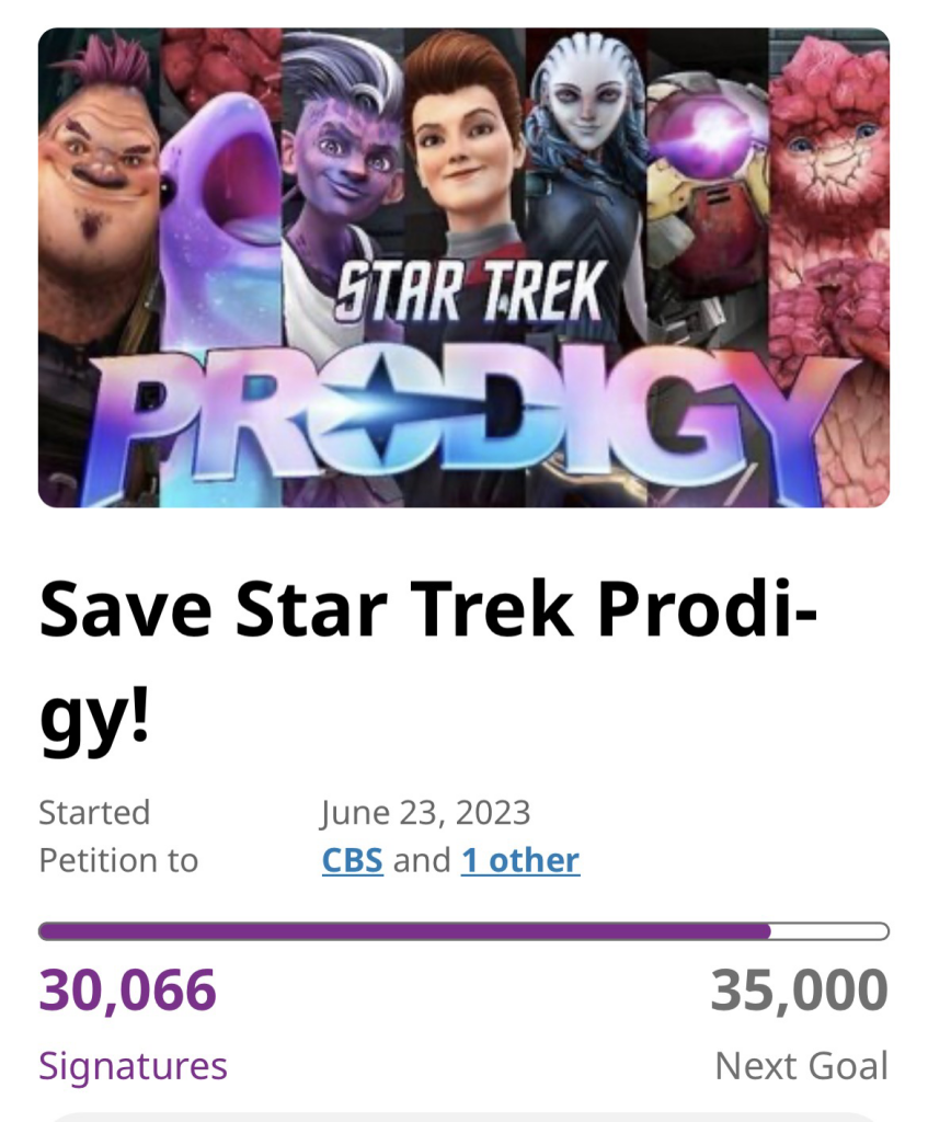 petition "Save Star Trek Prodigy!" showing 30,066 signatures.