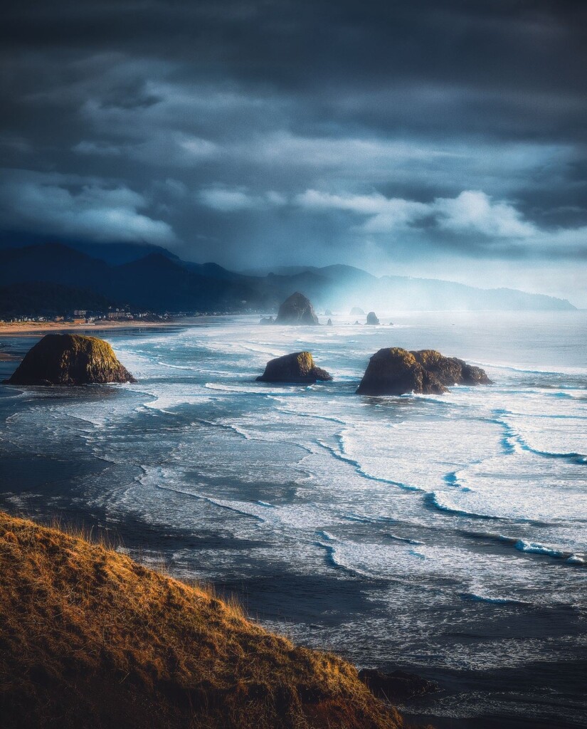 Beautiful scene of Cannon Beach in Oregon