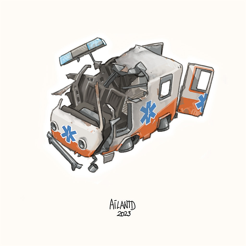 Flying ambulance drawing.