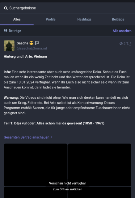 Langer Beitrag in einer Mastodon Ansicht.