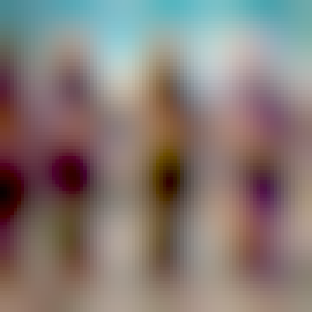 Three oldtimers in a postapo-hippie-tourist outfit against a fuzzy backdrop of a dilapidated settlement. [AI-generated as a placeholder until we get real art done - funding pending. Not intended for use in final version.]