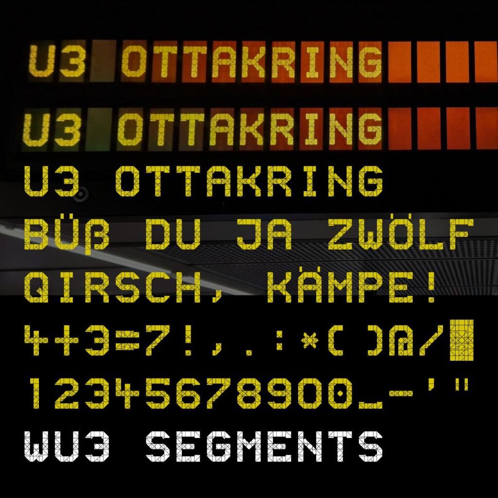 A test screen with the WU3 Segments font.