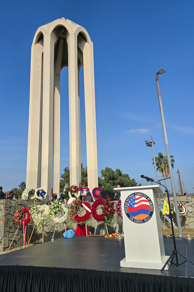 Photo of the Armenian Genocide Martyrs Memorial Monument in Montebello, California during the afternoon of Armenian Genocide Remembrance Day 2025.