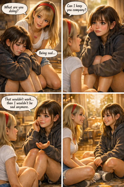 She comforted her sad friend.