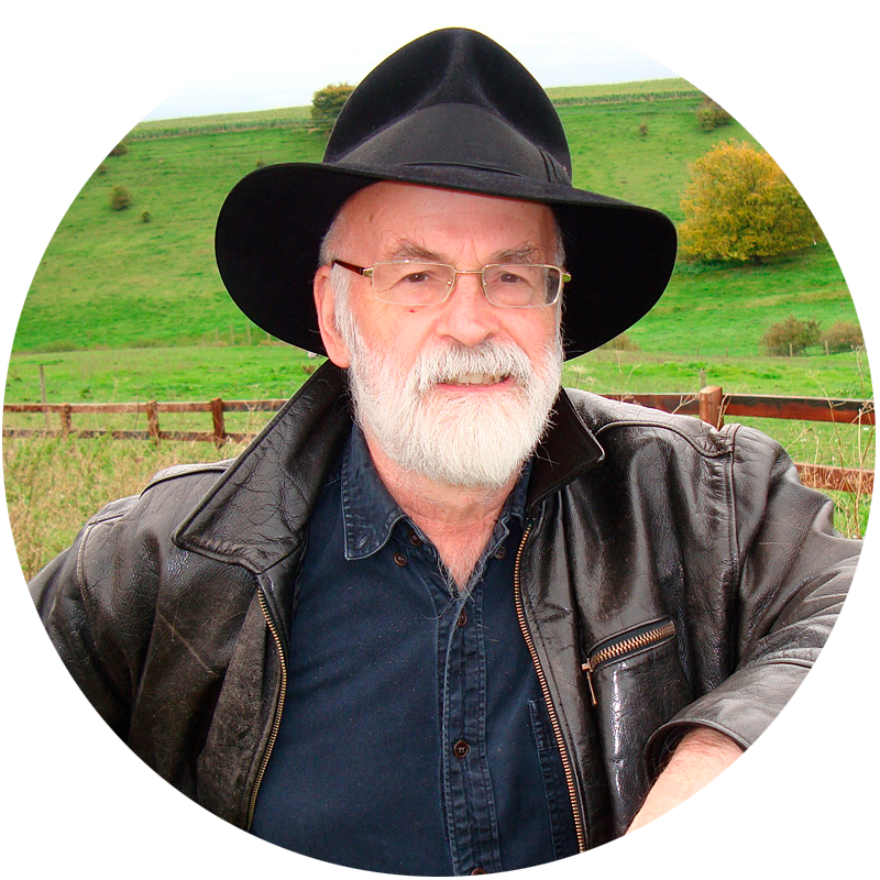 A photograph of Sir Terry Pratchett