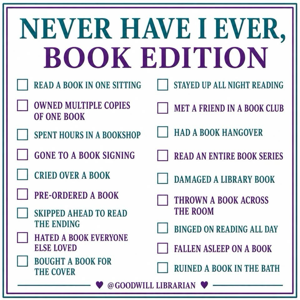 It’s a list asking book readers how many they haven’t done.
