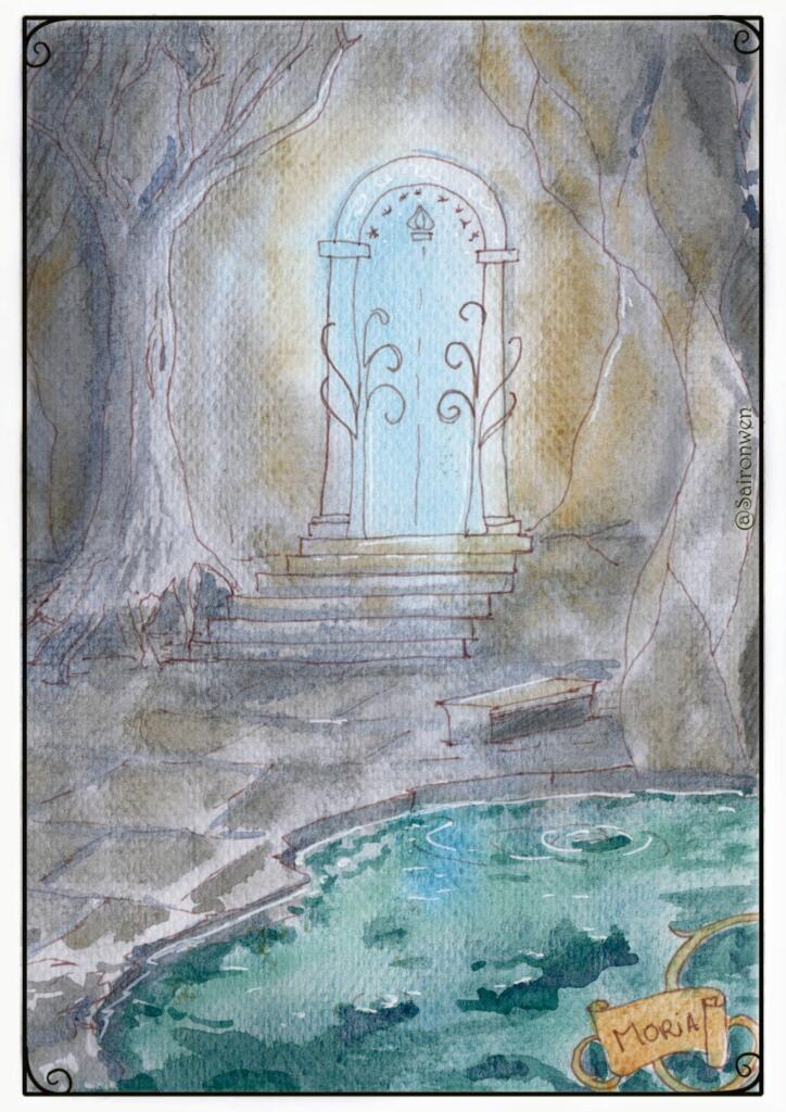 watercolor artwork. inspired in Moria scene