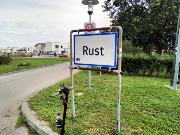 Street sign of the small city Rust in Austria