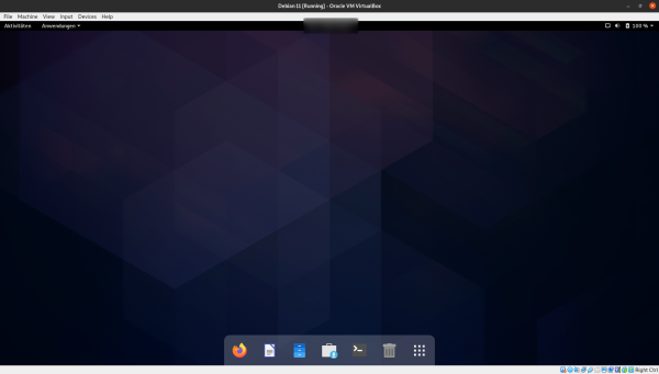 Screenshot von Debian11-GNOME Desktop (nach Modifikationen).