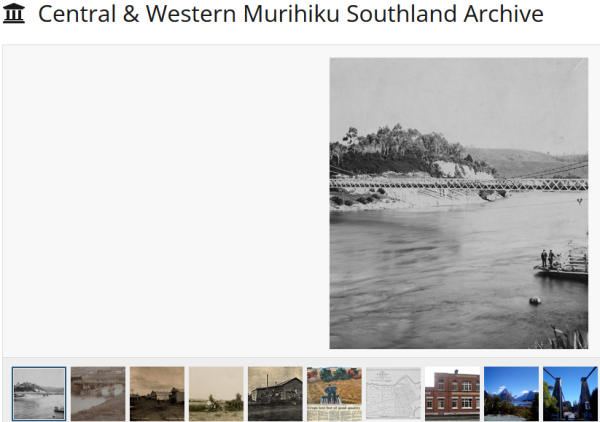 Screenshot of eHive #digipres portal for my current community project mahi (work) which is for the Central and Western Murihiku Southland Archive