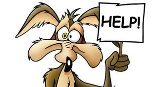 Cartoon of Wile E. Coyote looking distressed and holding a sign that says "HELP!"