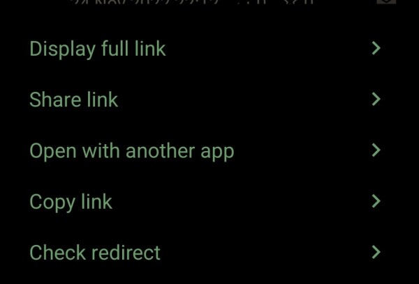 By long pressing the link, a menu is displayed. One option allows to check redirects. 