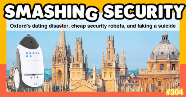 Smashing Security podcast #304.

Skyline of Oxford with a Dalek-like robot security guard trundling around...  It will make sense if you listen to the podcast.