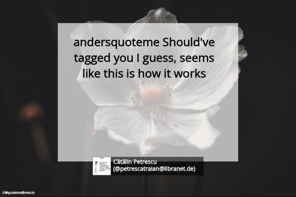 andersquoteme Should've tagged you I guess, seems like this is how it works